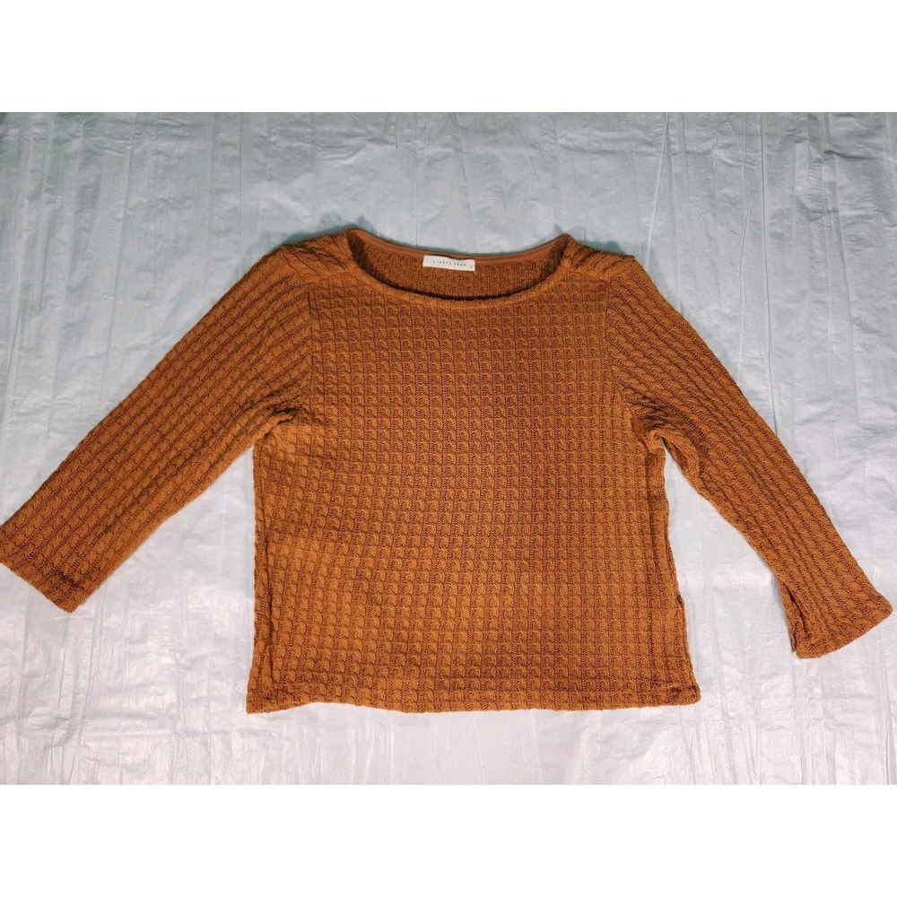 LOWRYS FARM Tan Double Barred Rib knit Boat Neck Sweater Medium Lepsim M Japan